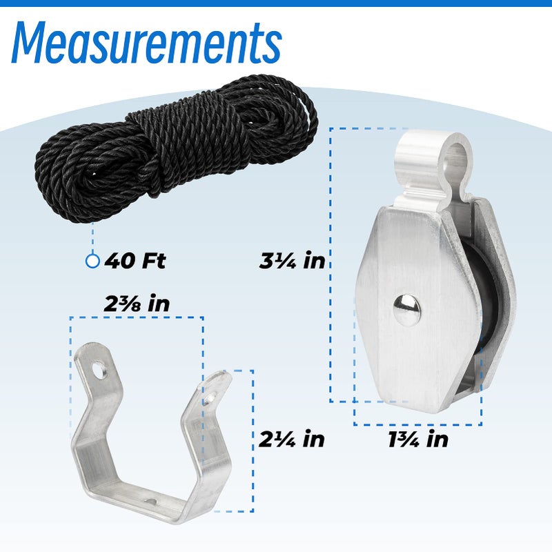 Sconva Extension Ladder Rope & Pulley Kit Compatible with Werner Aluminum Extension Ladder & Fiberglass Extension Ladders, Includes 31-12 Pulley & AC30-2 Rope - Image 2